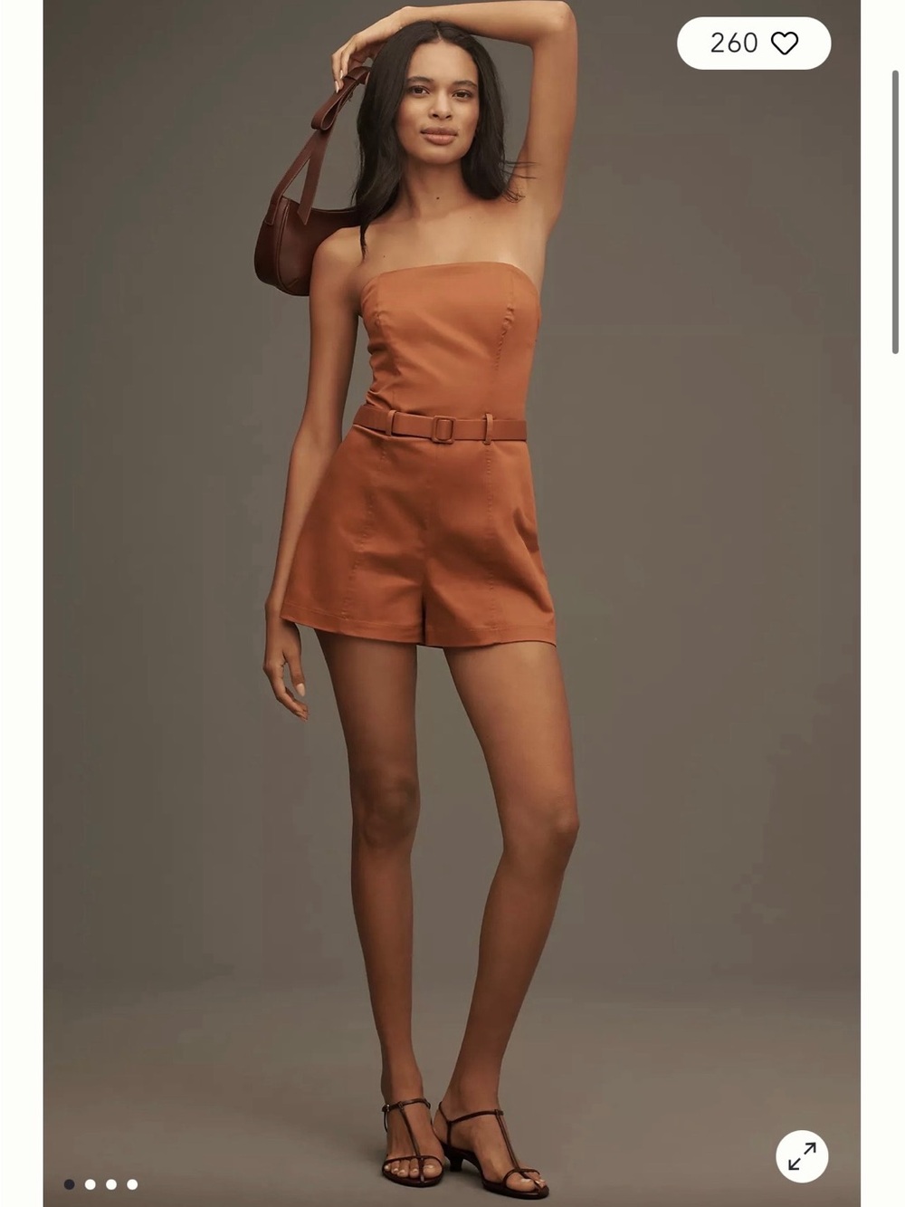 Anthropologie Rust Strapless Belted Romper
